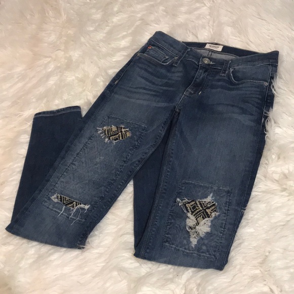 Hudson Distressed Patch Skinny Jeans - Picture 10 of 10